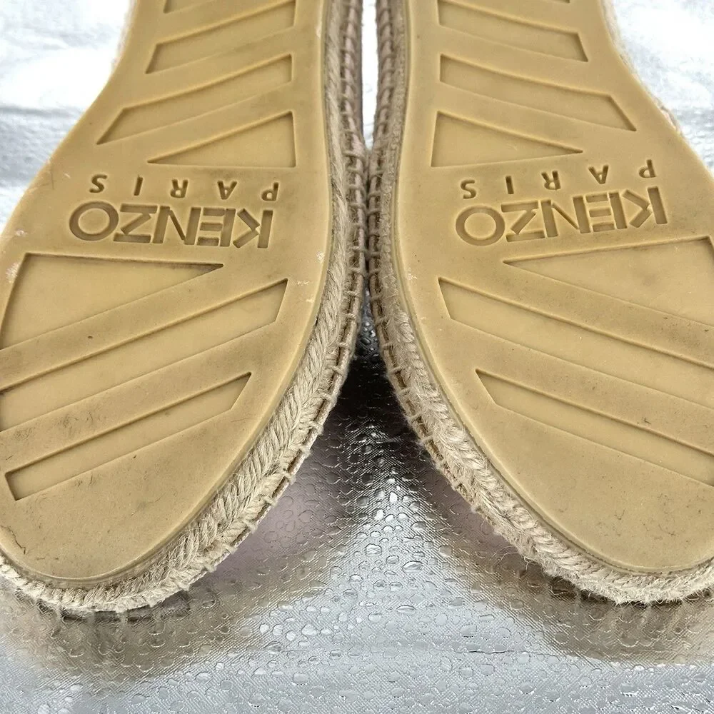 KENZO Paris Tiger Embroidered Canvas Espadrille Flats | Pink Size 39 / US 7.5